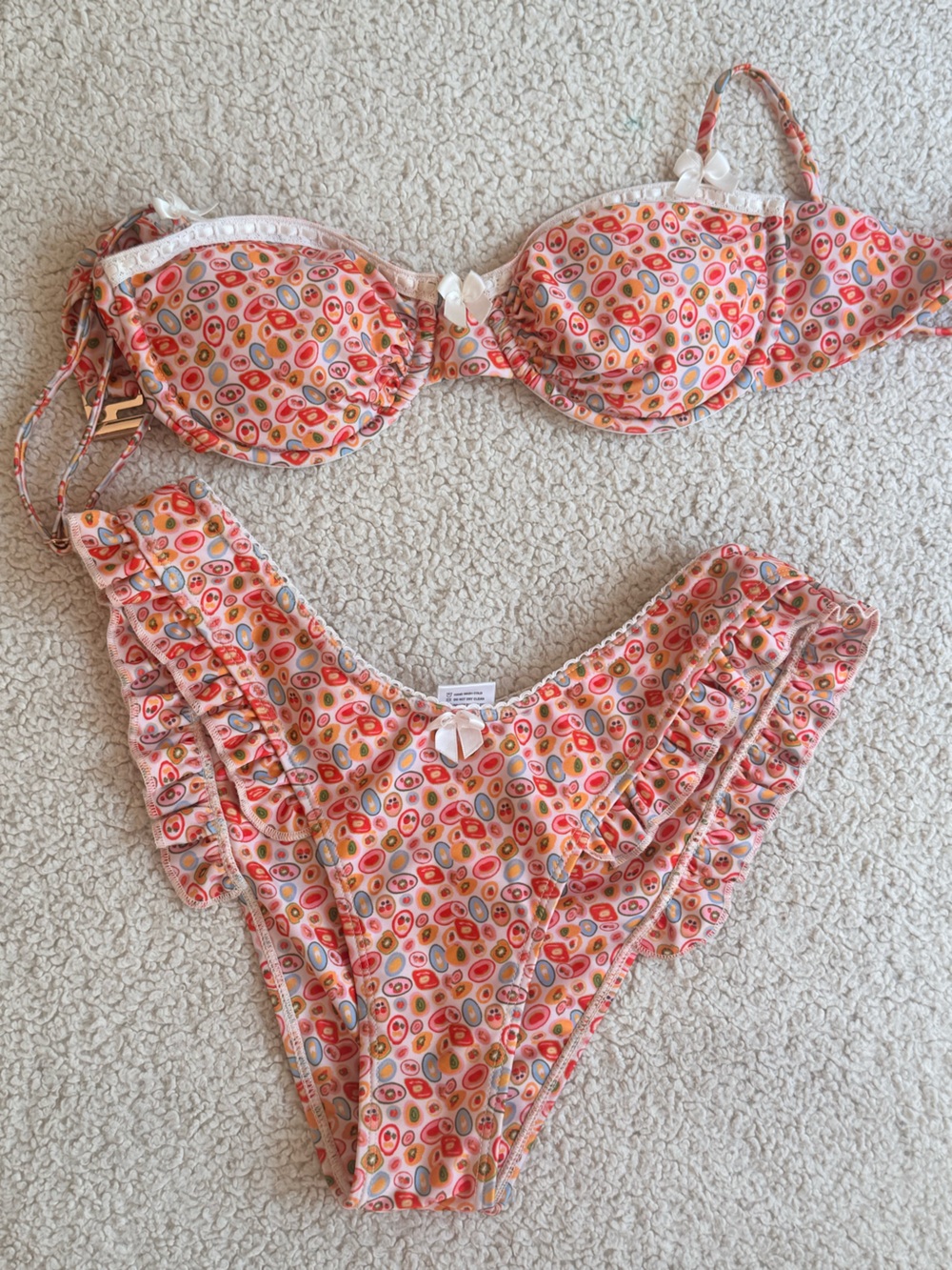 Strawberry Milk Mob Pink & Orange Patterned Bikini Set